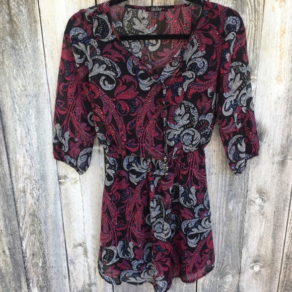 Paisley Printed Long Sleeve Dress BeBop - Picture 4 of 6